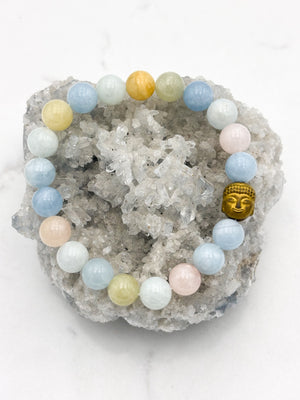 aquamarine gemstone bracelet | radiant malas | handmade in boulder, colorado