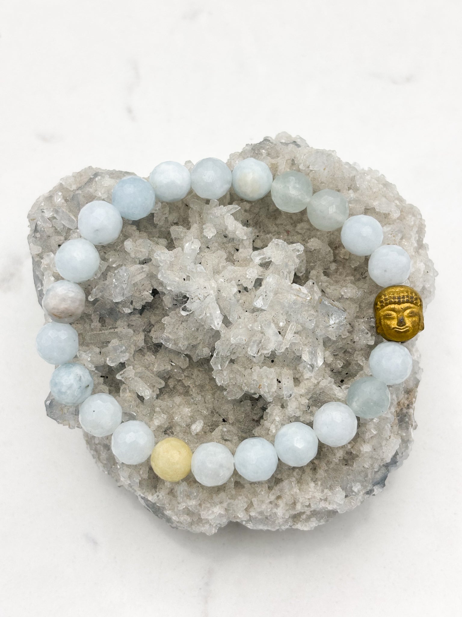 aquamarine gemstone bracelet | radiant malas | handmade in boulder, colorado