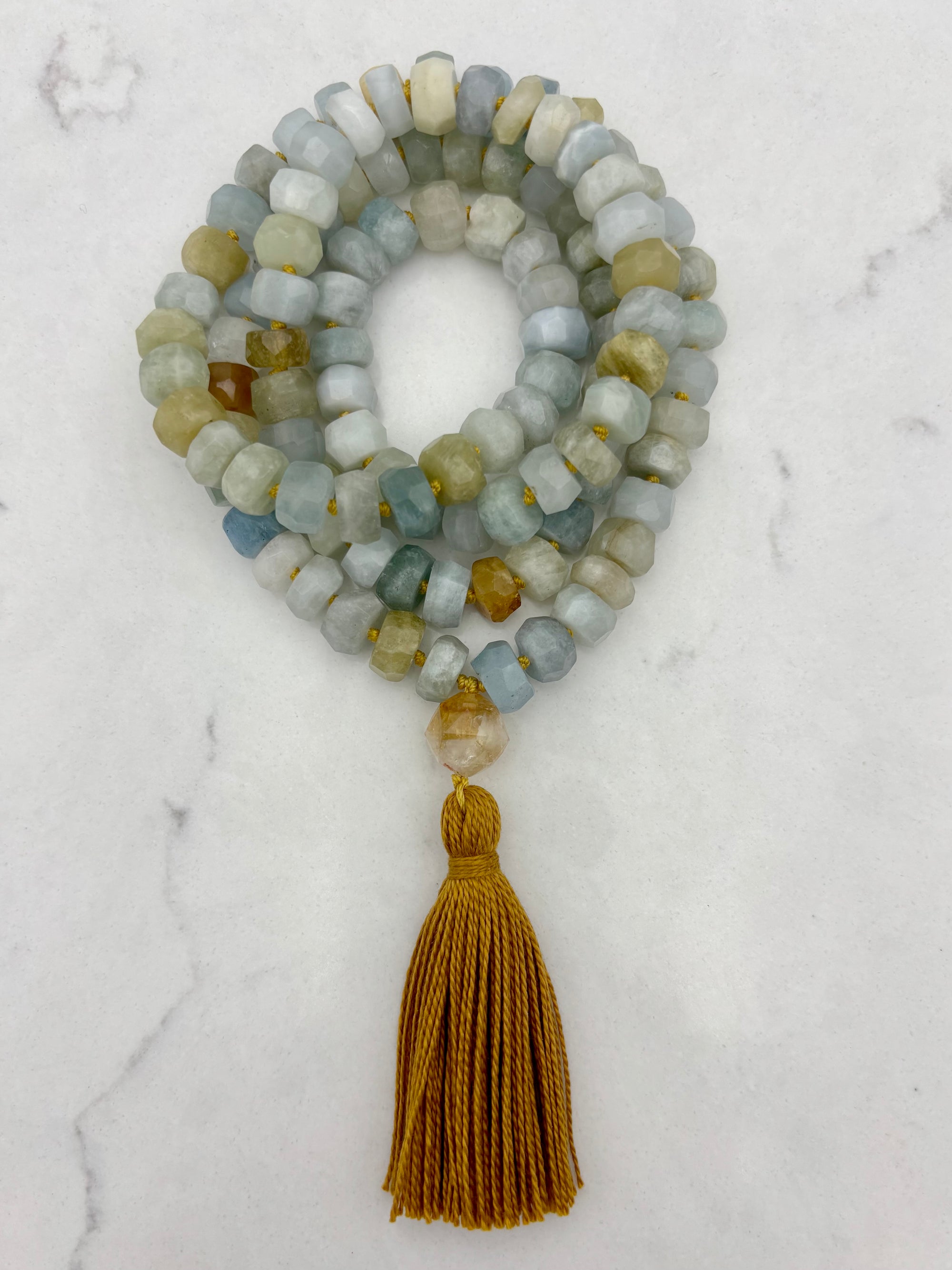 aquamarine gemstone mala | radiant malas | handmade in boulder, colorado