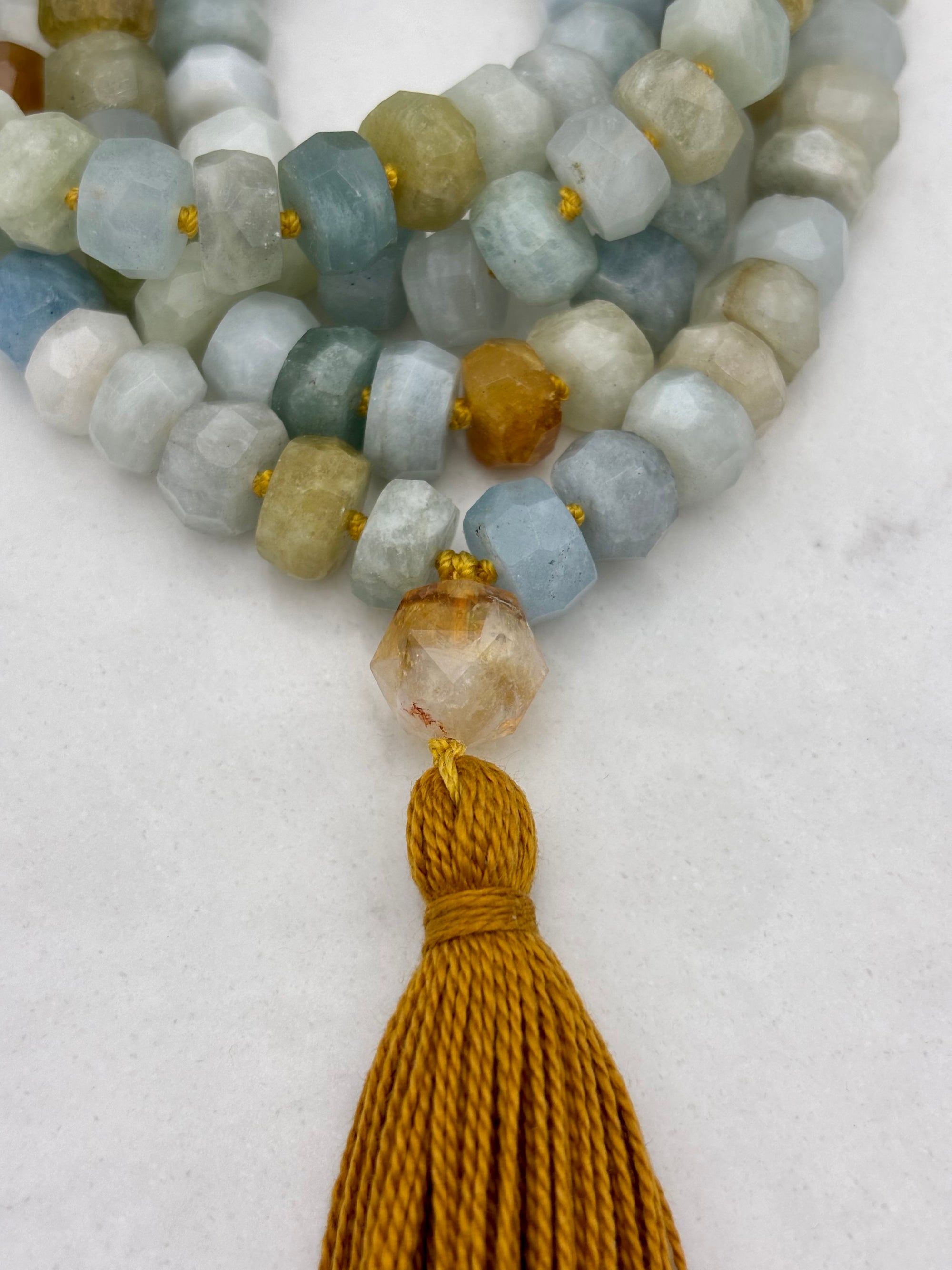 aquamarine gemstone mala | radiant malas | handmade in boulder, colorado