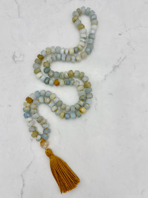 aquamarine gemstone mala | radiant malas | handmade in boulder, colorado