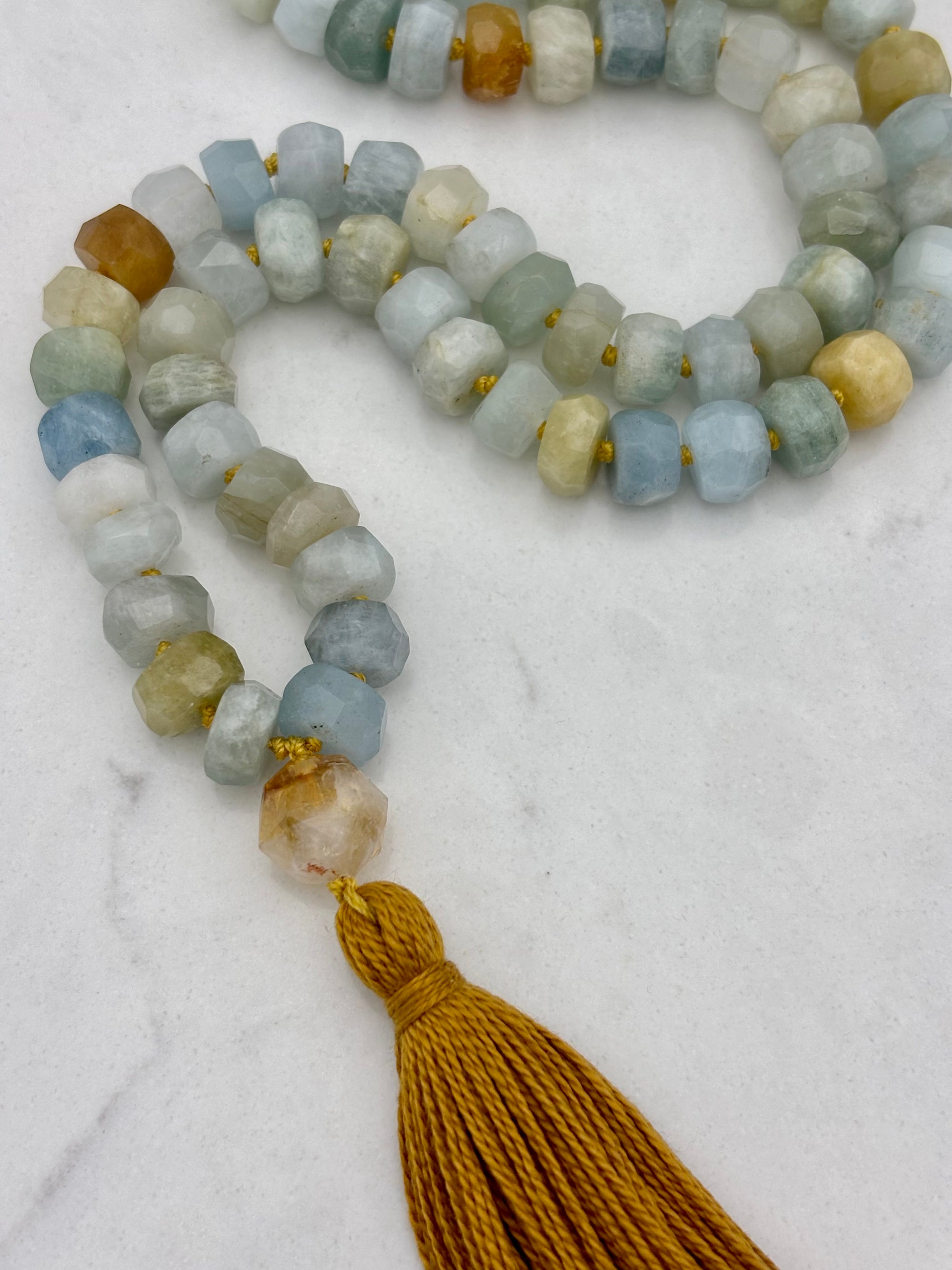 aquamarine gemstone mala | radiant malas | handmade in boulder, colorado