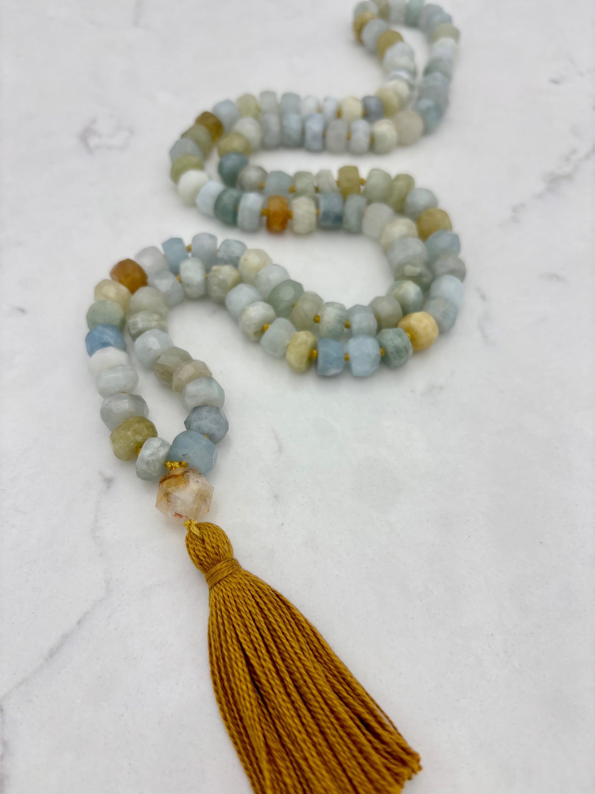 aquamarine gemstone mala | radiant malas | handmade in boulder, colorado