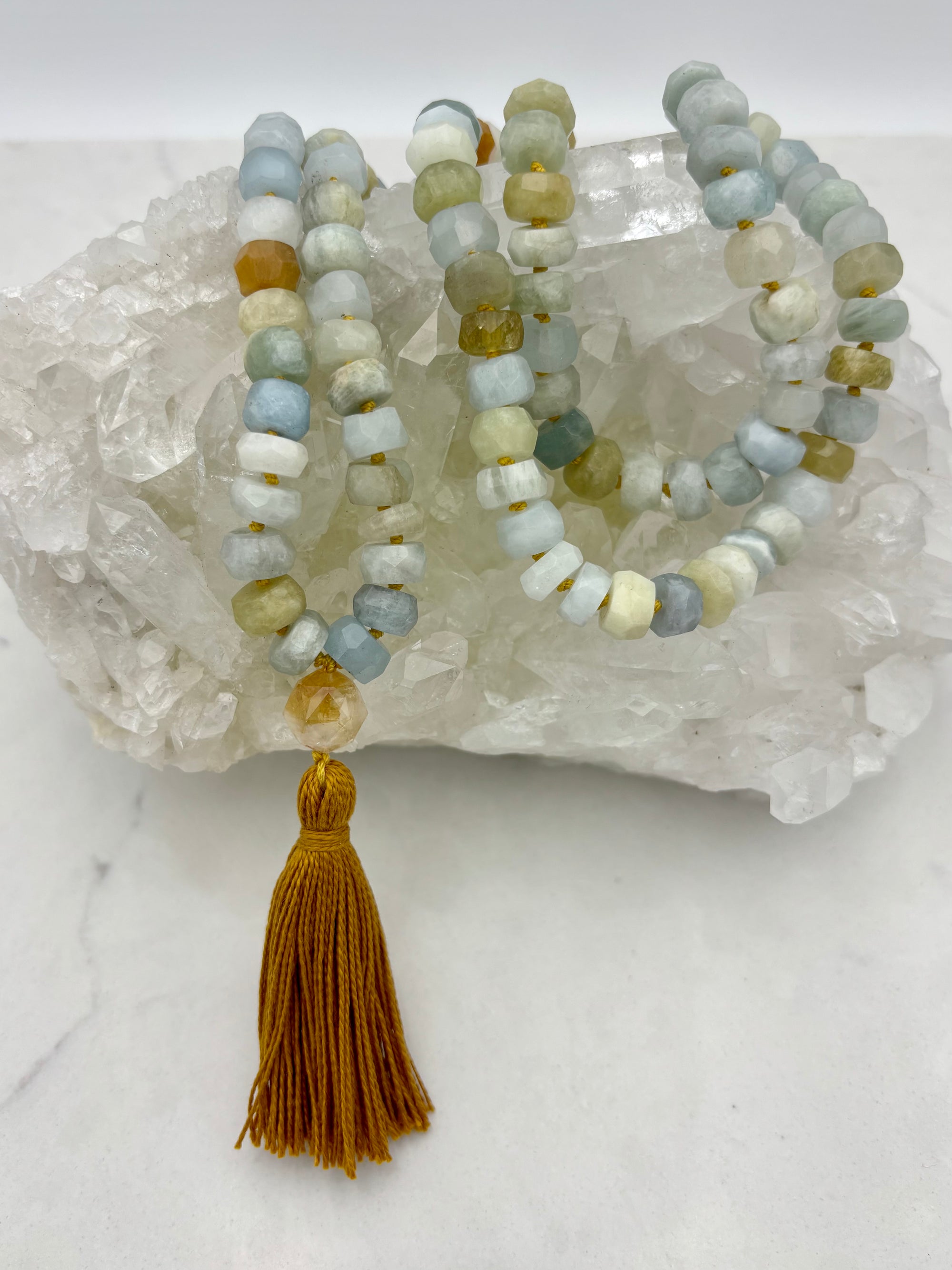 aquamarine gemstone mala | radiant malas | handmade in boulder, colorado