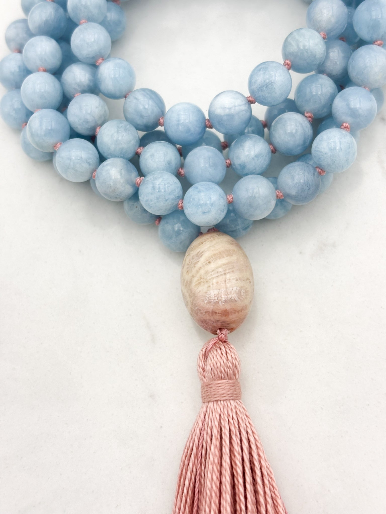 aquamarine gemstone mala necklace | radiant malas | handmade in boulder, colorado