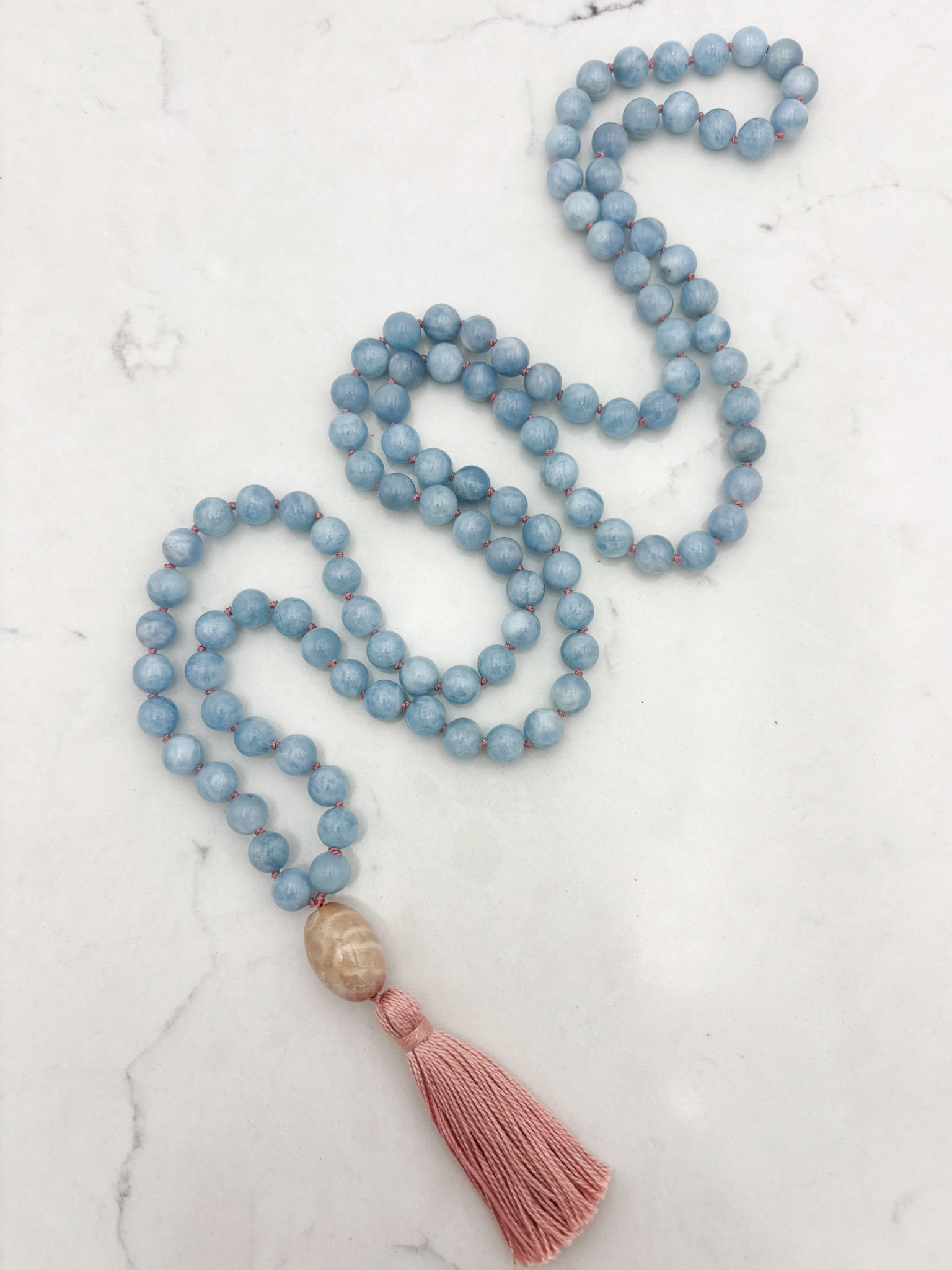 aquamarine gemstone mala necklace | radiant malas | handmade in boulder, colorado