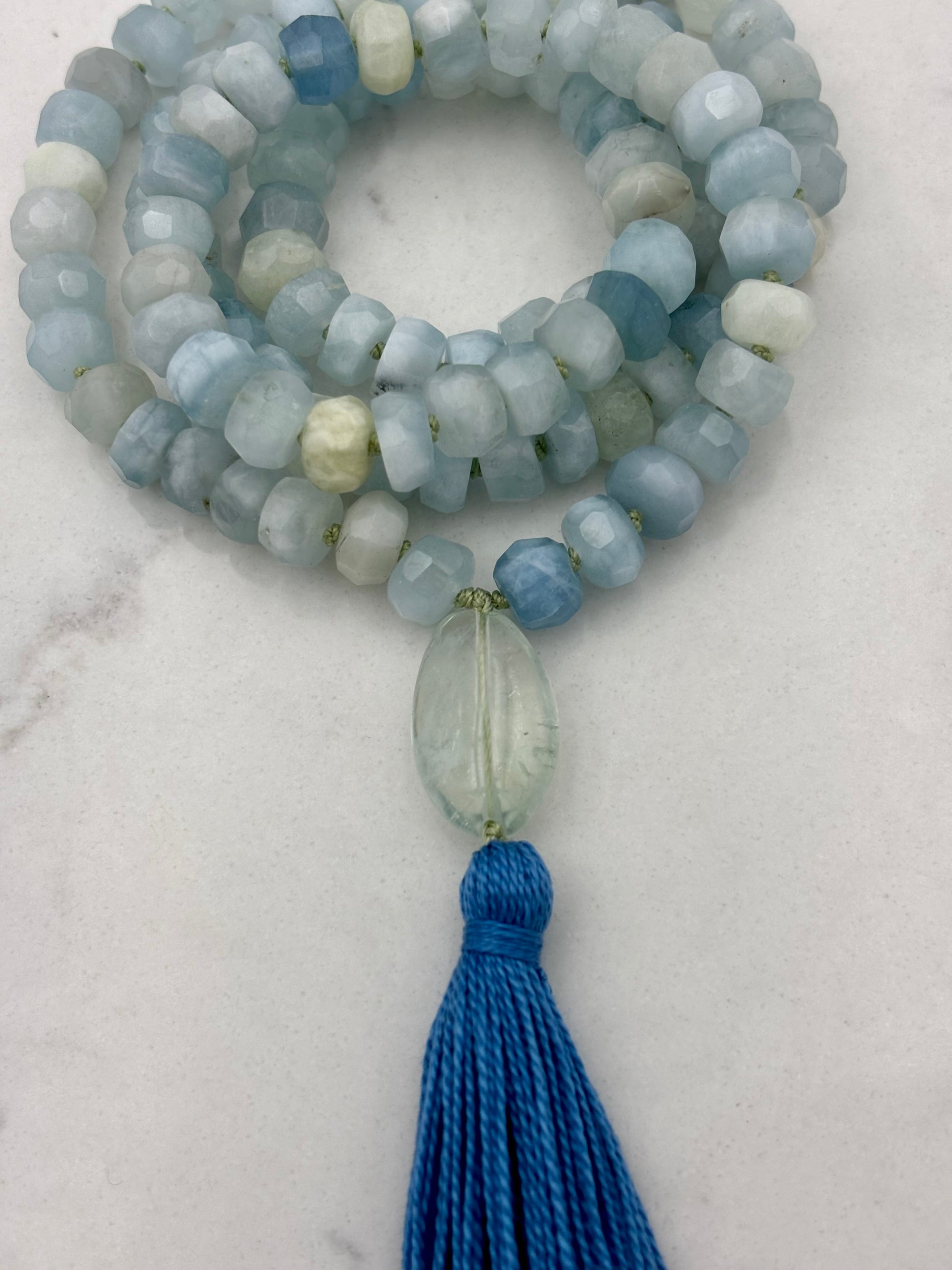 aquamarine gemstone mala | radiant malas | handmade in boulder, colorado