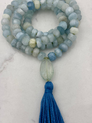 aquamarine gemstone mala | radiant malas | handmade in boulder, colorado