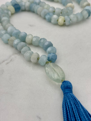 aquamarine gemstone mala | radiant malas | handmade in boulder, colorado