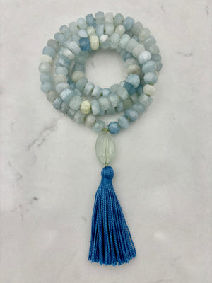 aquamarine gemstone mala | radiant malas | handmade in boulder, colorado