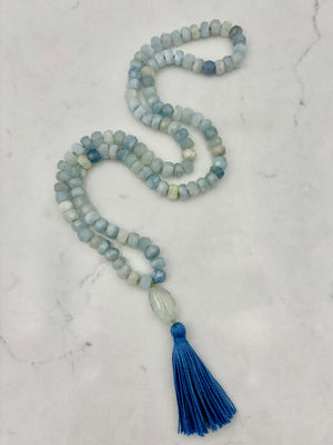 aquamarine gemstone mala | radiant malas | handmade in boulder, colorado