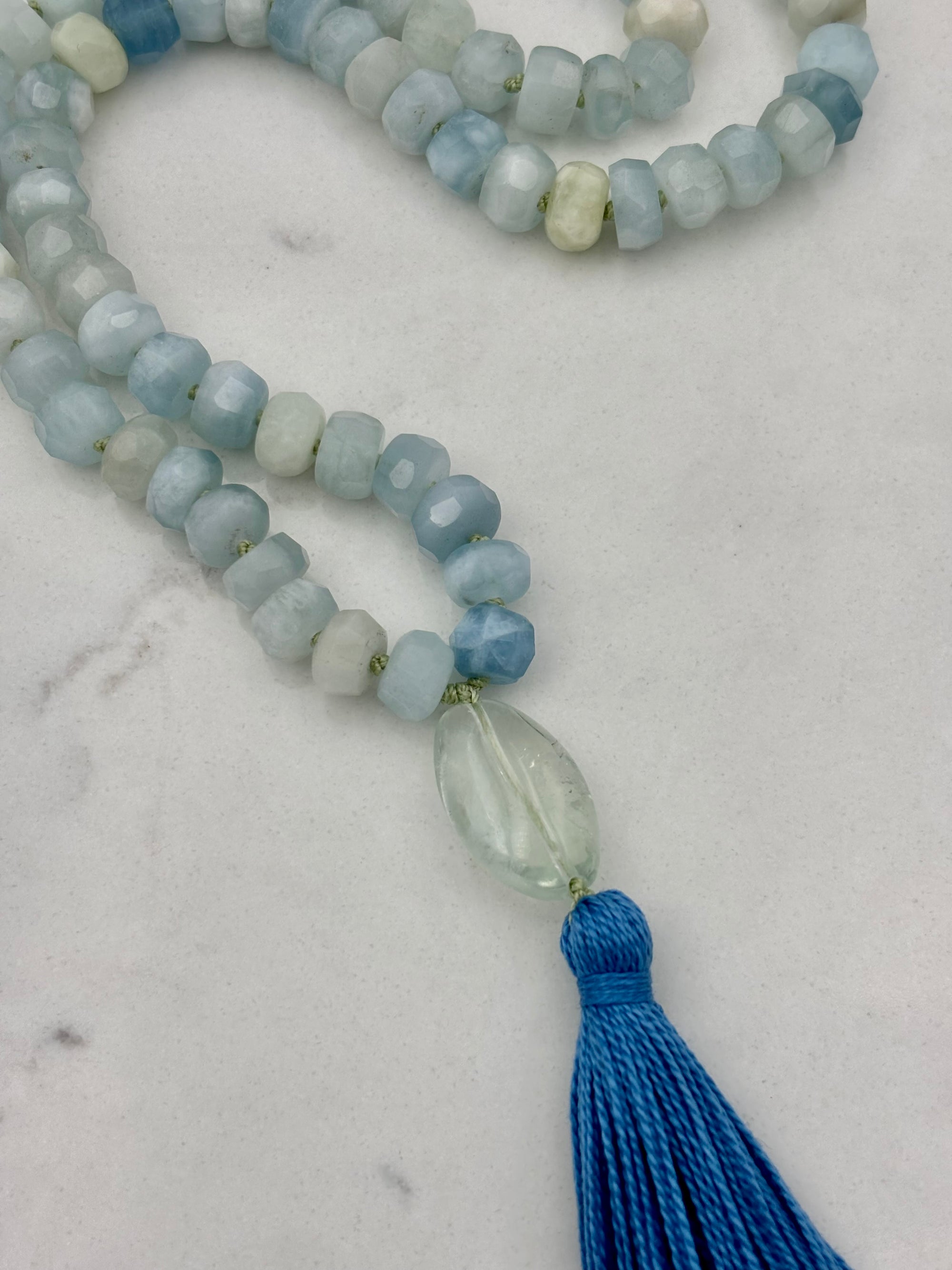 aquamarine gemstone mala | radiant malas | handmade in boulder, colorado