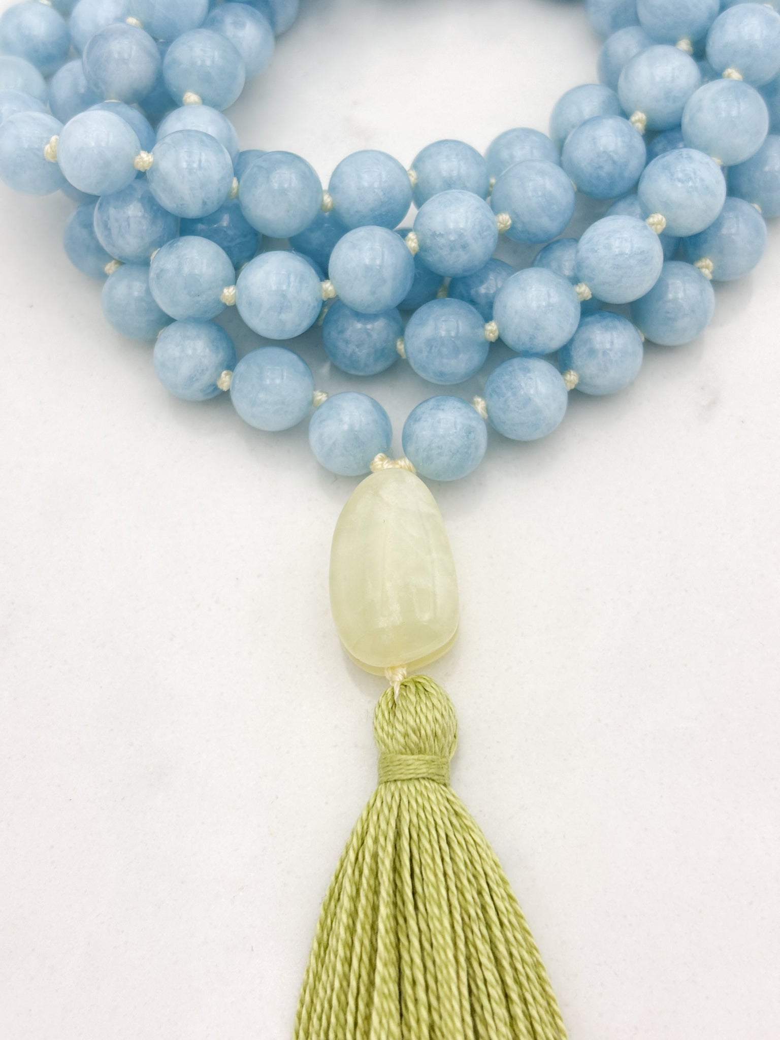 aquamarine gemstone mala necklace | radiant malas | handmade in boulder, colorado