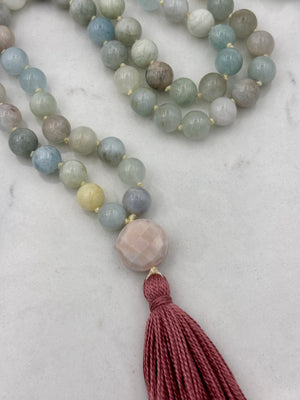 aquamarine gemstone mala necklace | radiant malas | handmade in boulder, colorado