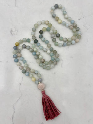 aquamarine gemstone mala necklace | radiant malas | handmade in boulder, colorado