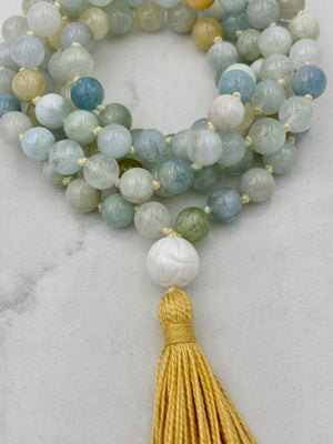 aquamarine gemstone mala necklace | radiant malas | handmade in boulder, colorado