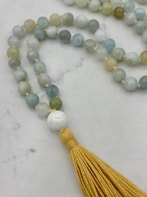 aquamarine gemstone mala necklace | radiant malas | handmade in boulder, colorado