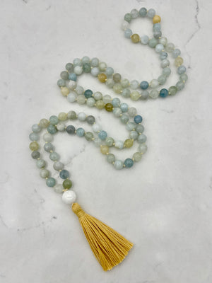 aquamarine gemstone mala necklace | radiant malas | handmade in boulder, colorado