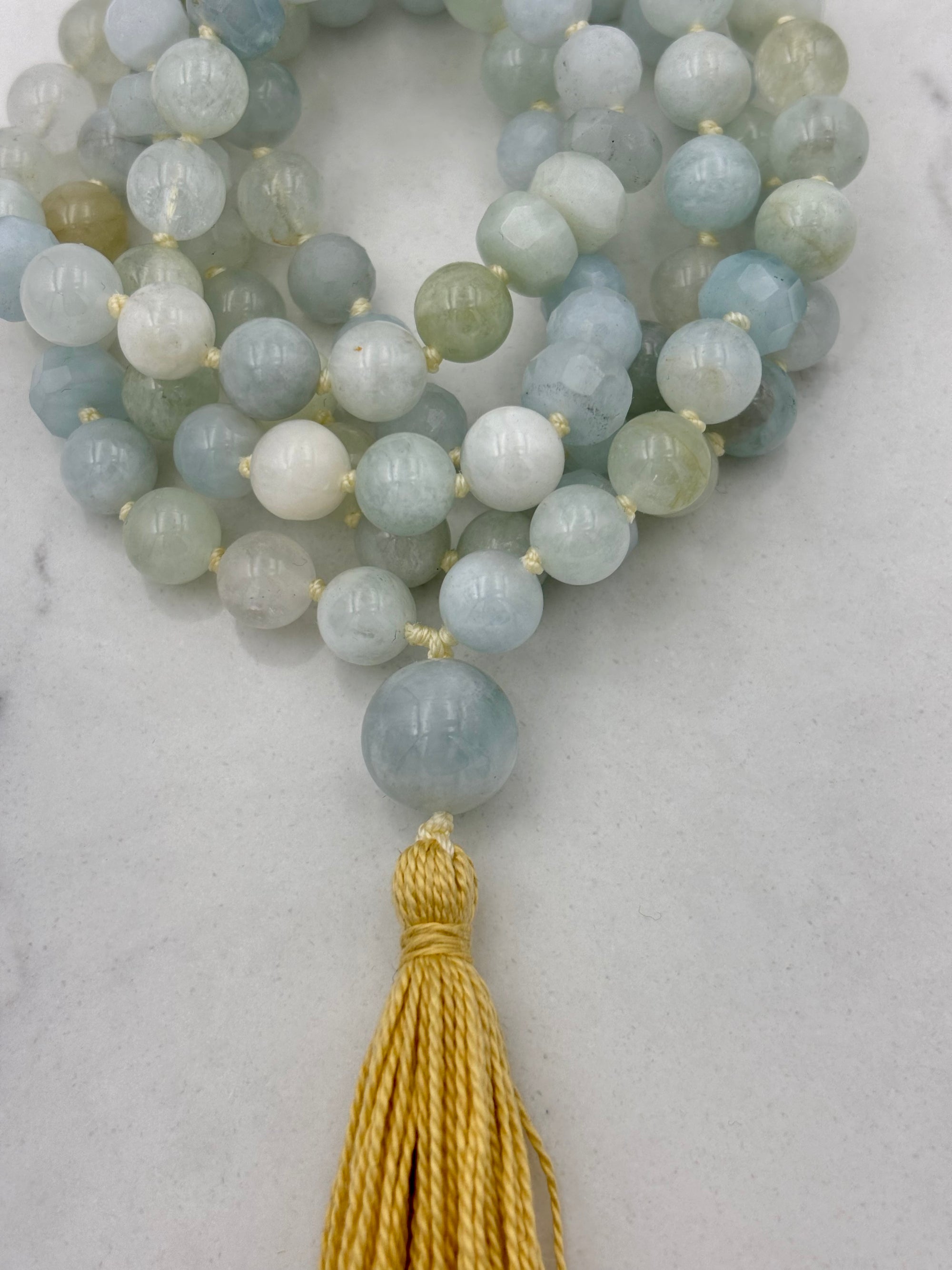 aquamarine gemstone mala necklace | radiant malas | handmade in boulder, colorado