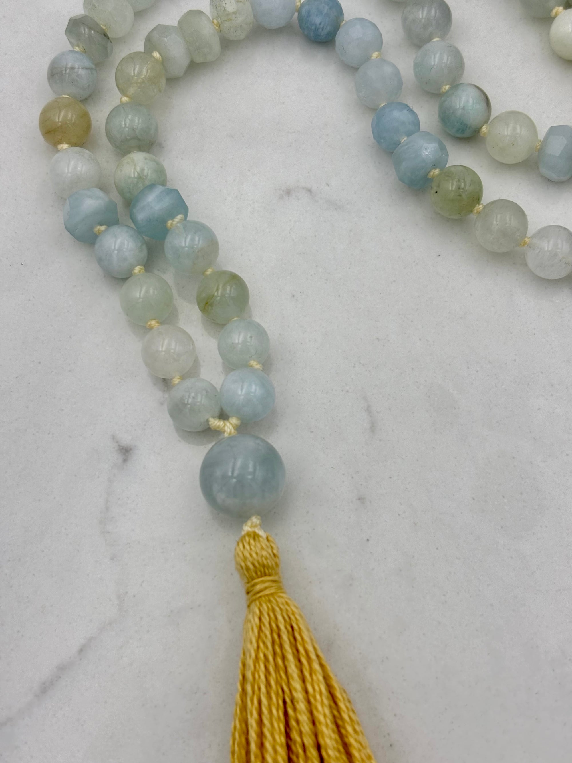 aquamarine gemstone mala necklace | radiant malas | handmade in boulder, colorado