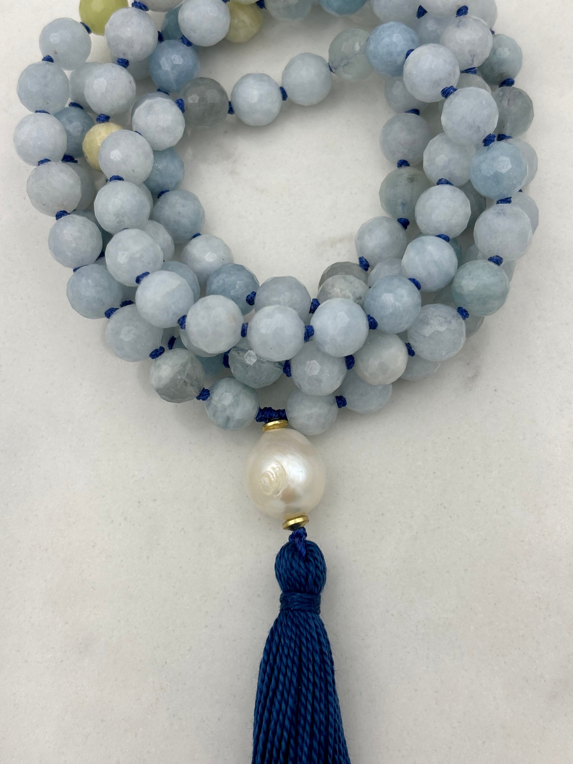 aquamarine gemstone mala necklace | radiant malas | handmade in boulder, colorado