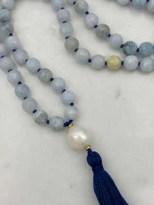 aquamarine gemstone mala necklace | radiant malas | handmade in boulder, colorado