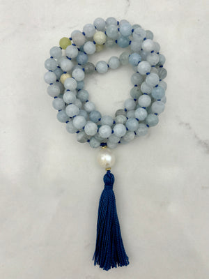 aquamarine gemstone mala necklace | radiant malas | handmade in boulder, colorado