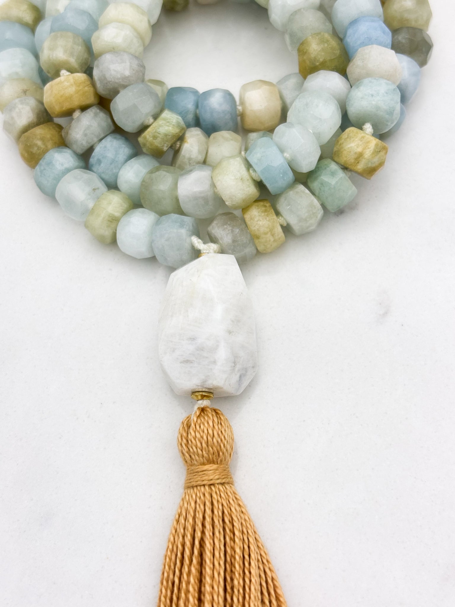 aquamarine gemstone mala | radiant malas | handmade in boulder, colorado