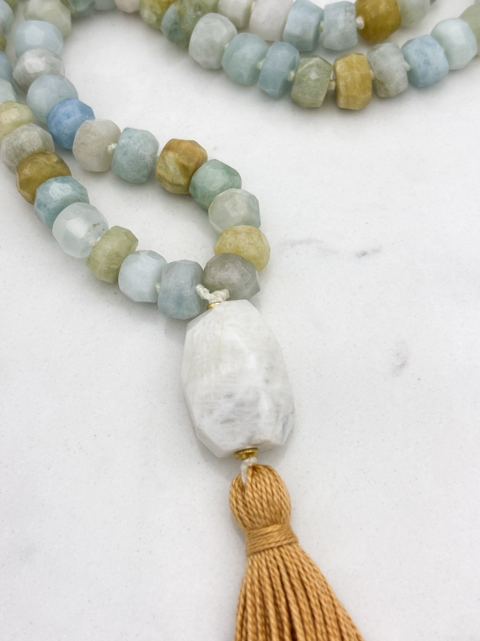 aquamarine gemstone mala | radiant malas | handmade in boulder, colorado