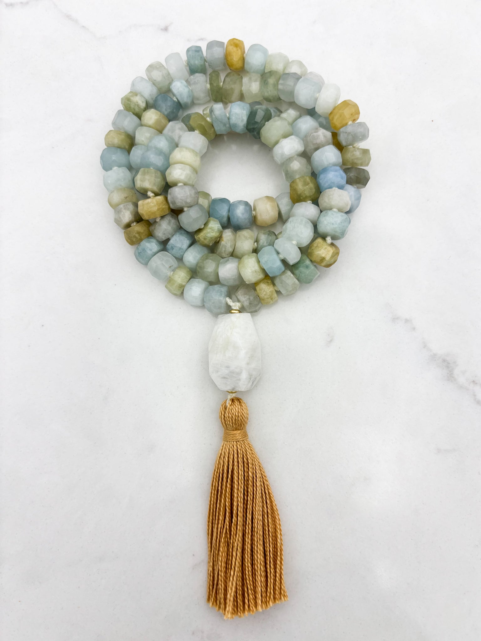 aquamarine gemstone mala | radiant malas | handmade in boulder, colorado