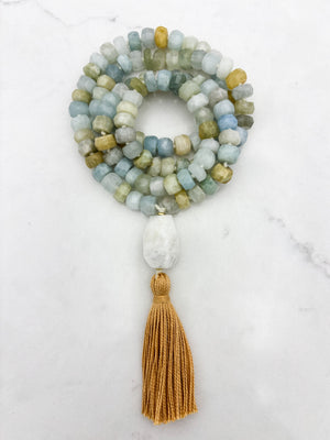 aquamarine gemstone mala | radiant malas | handmade in boulder, colorado