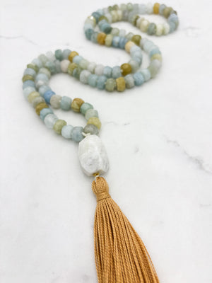 aquamarine gemstone mala | radiant malas | handmade in boulder, colorado