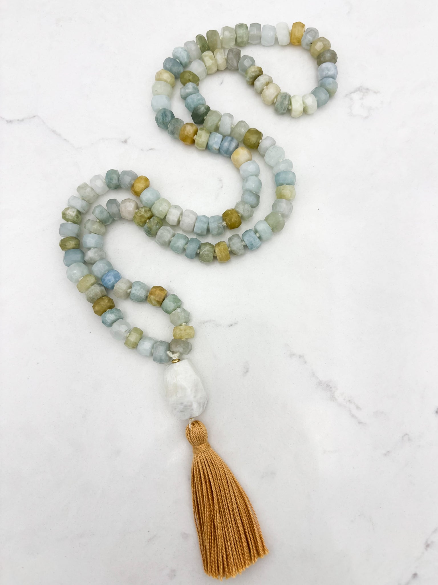 aquamarine gemstone mala | radiant malas | handmade in boulder, colorado