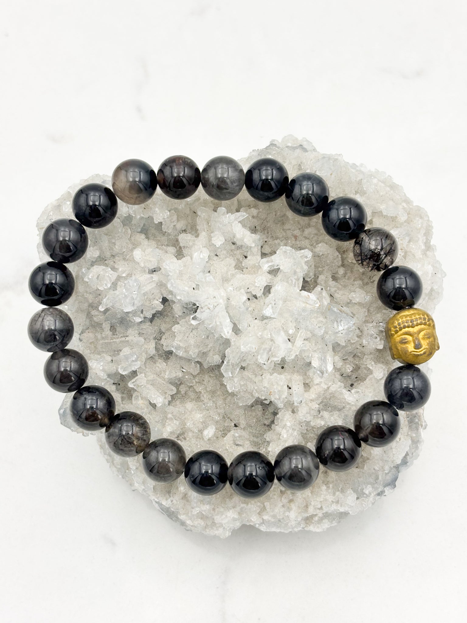 black rutile quartz gemstone bracelet | radiant malas | handmade in boulder, colorado