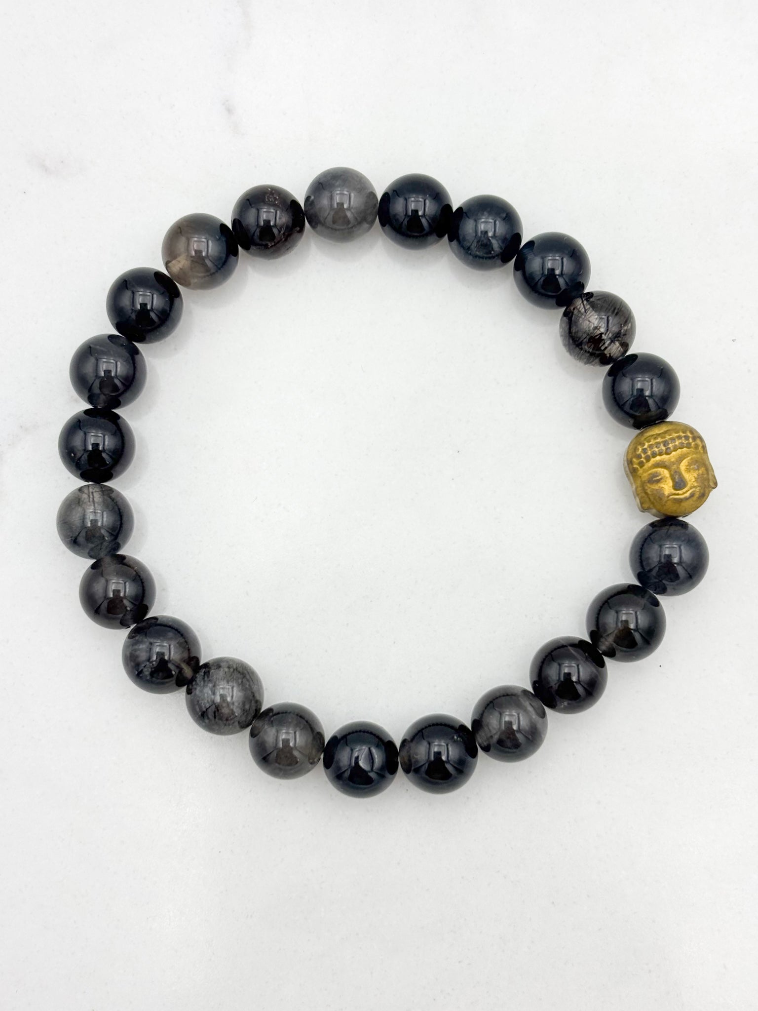black rutile quartz gemstone bracelet | radiant malas | handmade in boulder, colorado