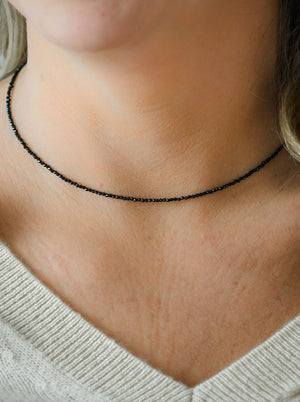 black spinel 16" tiny gemstone necklace | radiant malas | handmade in Boulder Colorado