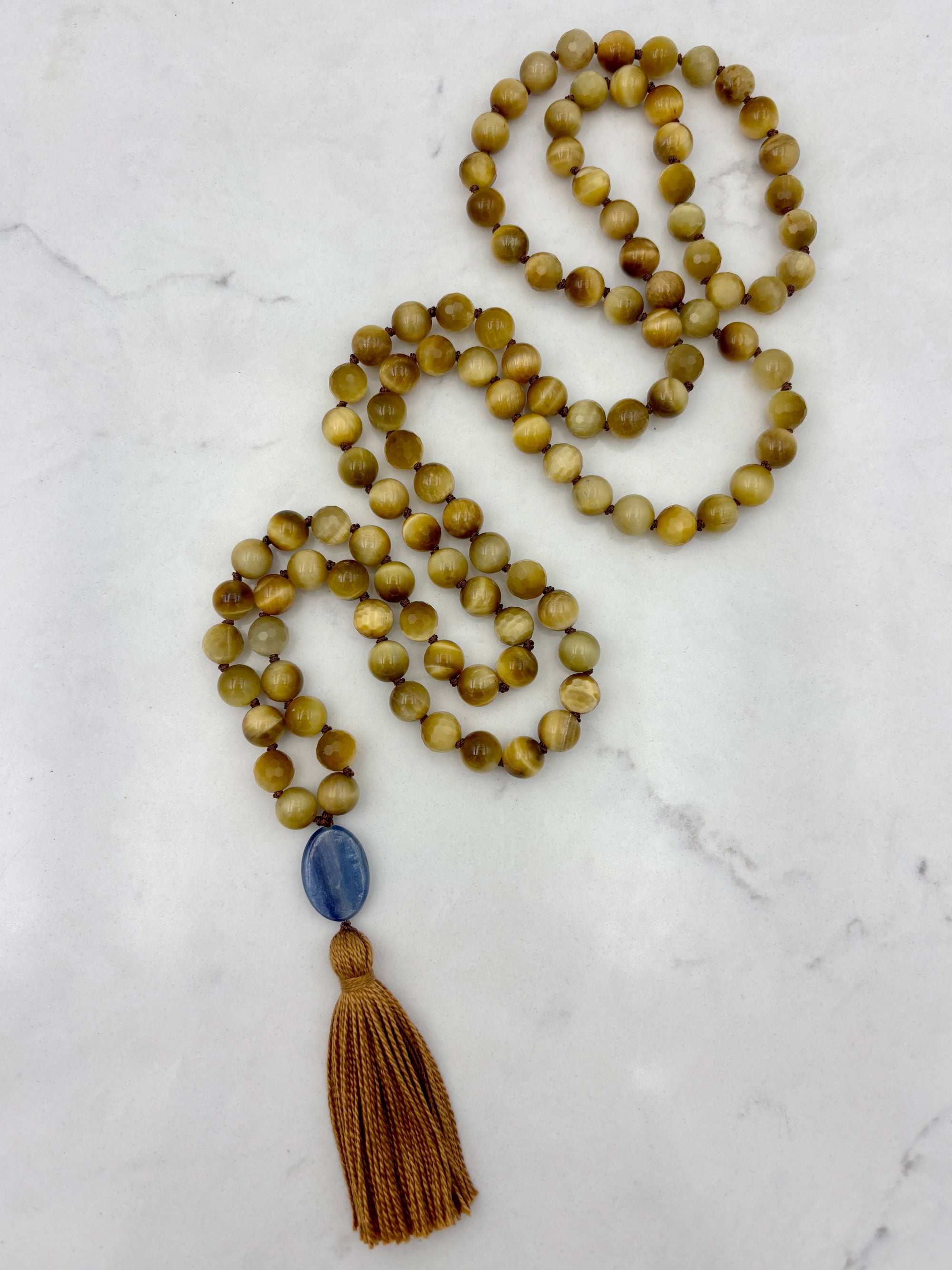 blond tiger's eye gemstone maa | radiant malas | handmade in boulder, colorado