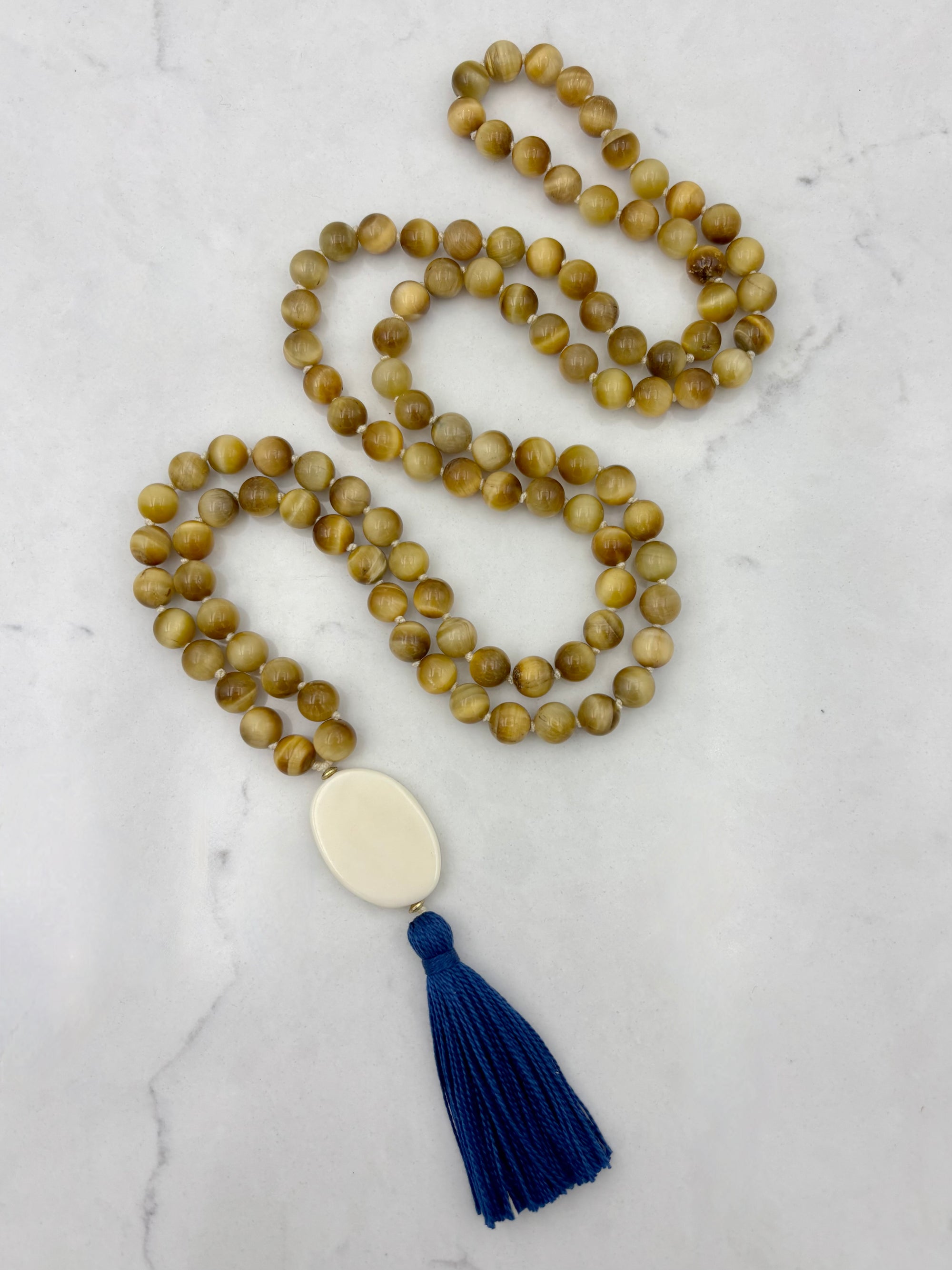 blond tiger's eye gemstone maa | radiant malas | handmade in boulder, colorado