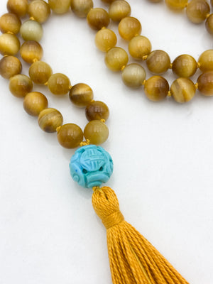 blond tiger's eye gemstone mala necklace | radiant malas | handmade in boulder, colorado