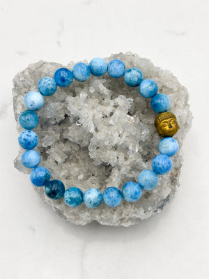blue apatite gemstone bracelet | radiant malas | handmade in boulder, colorado