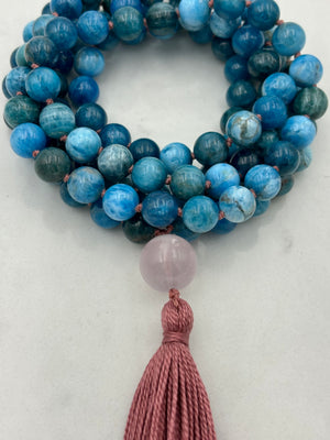 blue apatite gemstone mala necklace | radiant malas | handmade in boulder, colorado