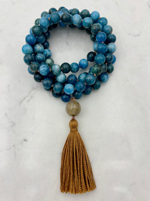 Blue Apatite gemstone mala | radiant malas | handmade in boulder, colorado