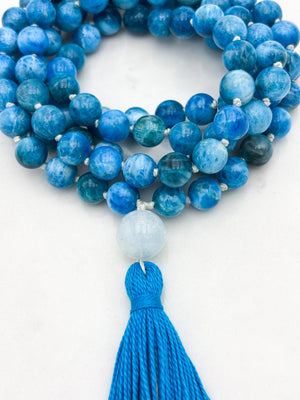 blue apatite gemstone mala necklace | radiant malas | handmade in boulder, colorado