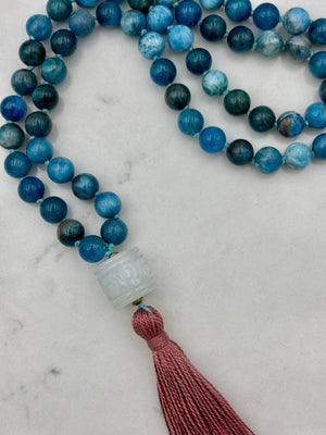 Blue Apatite gemstone mala | radiant malas | handmade in boulder, colorado