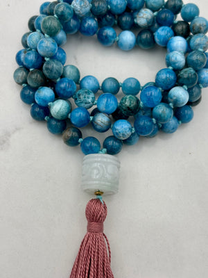 Blue Apatite gemstone mala | radiant malas | handmade in boulder, colorado