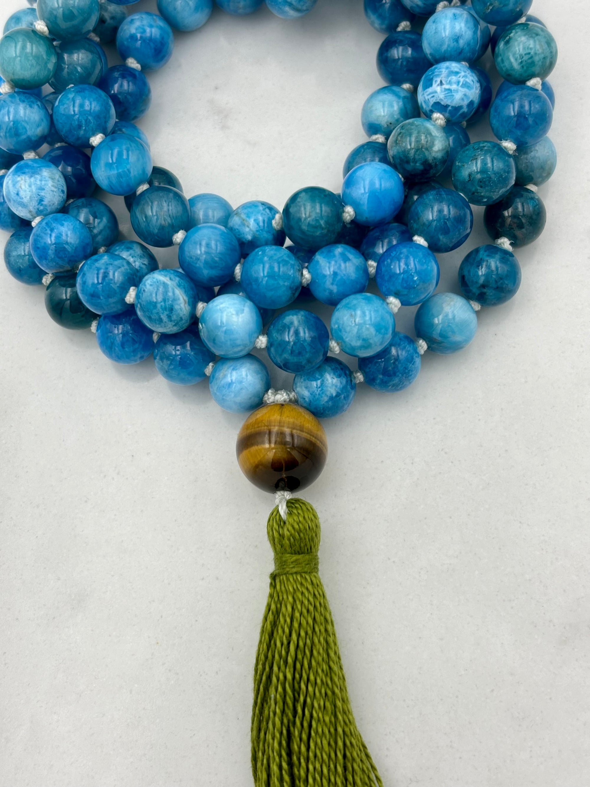 Blue Apatite gemstone mala | radiant malas | handmade in boulder, colorado