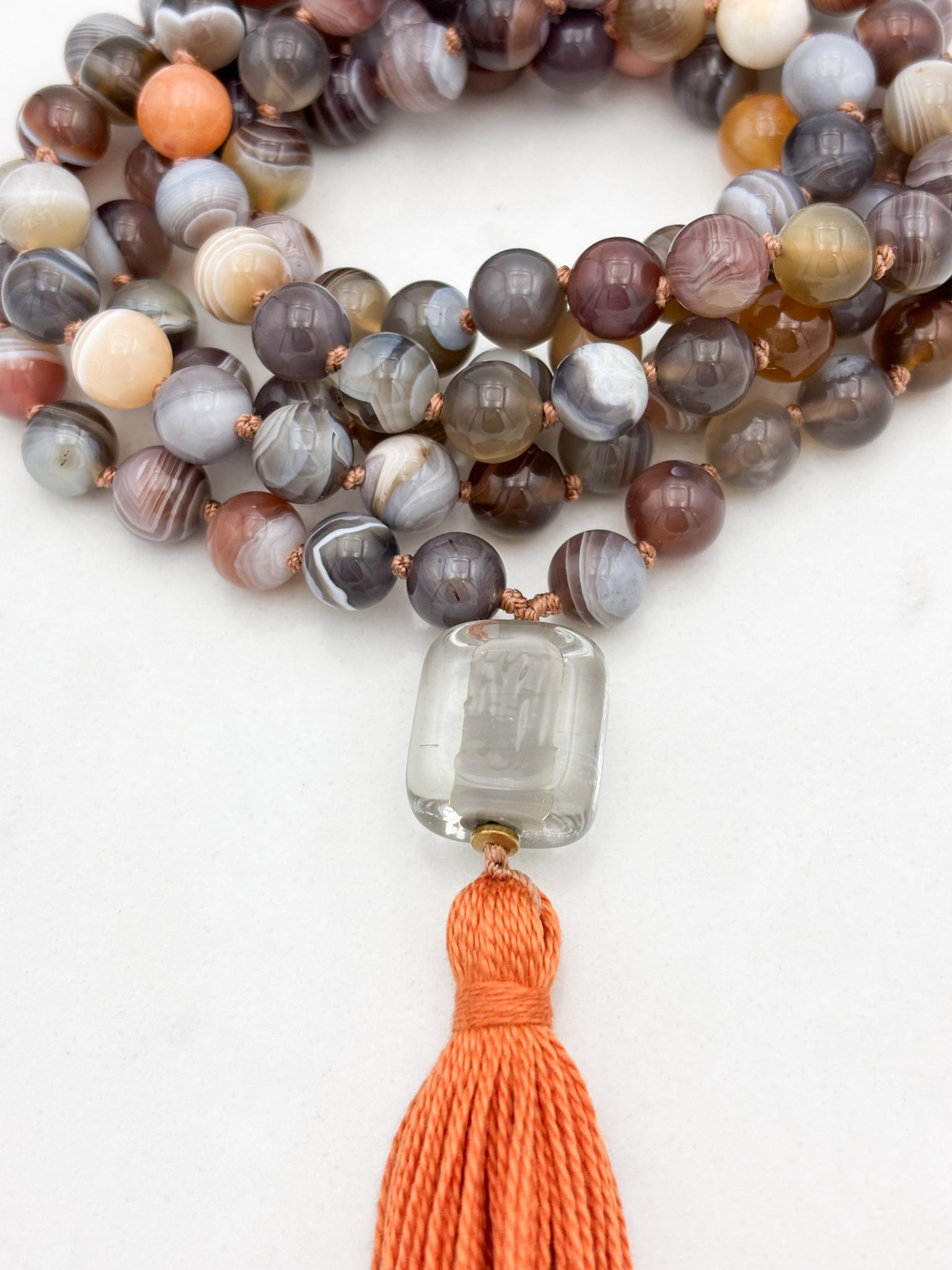 botswana agate gemstone mala | radiant malas | handmade in boulder, colorado