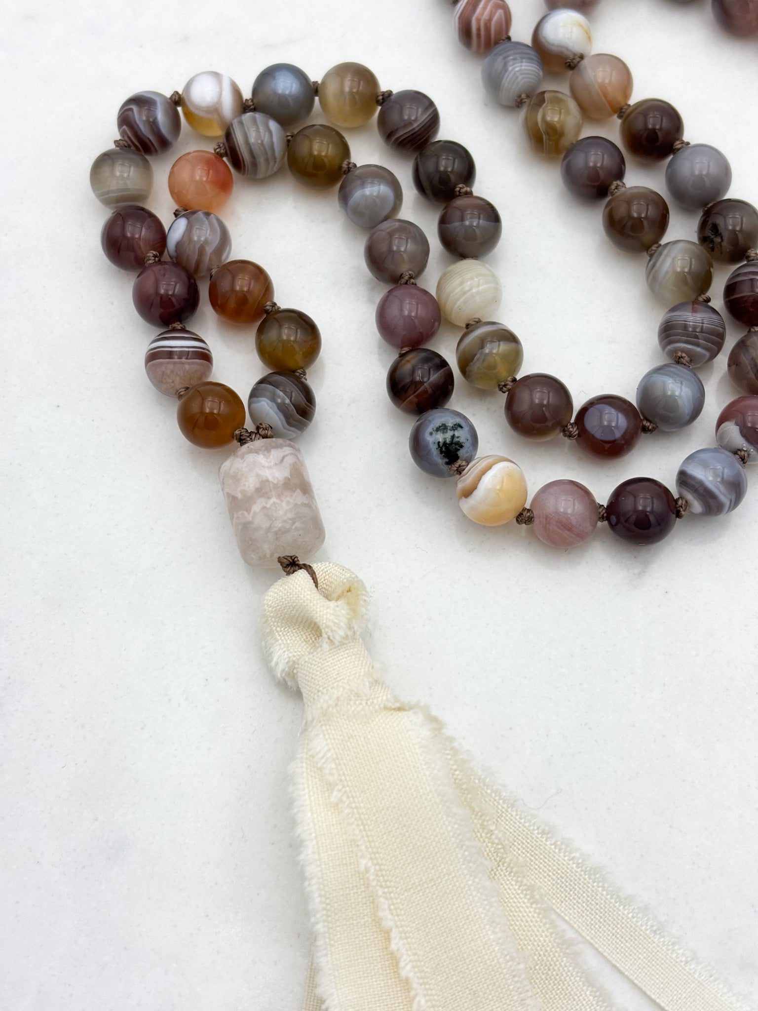 botswana agate gemstone mala | radiant malas | handmade in boulder, colorado