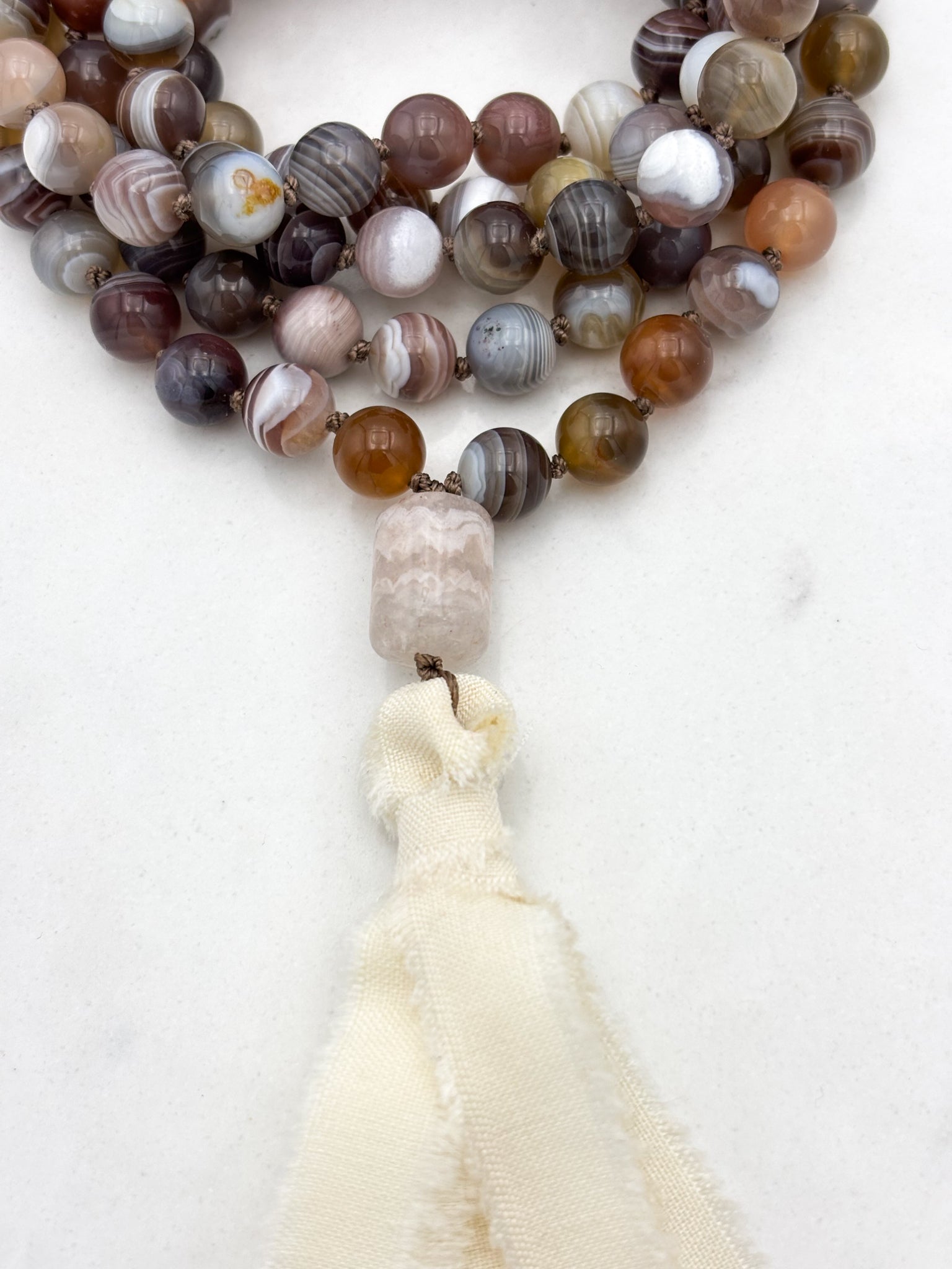 botswana agate gemstone mala | radiant malas | handmade in boulder, colorado