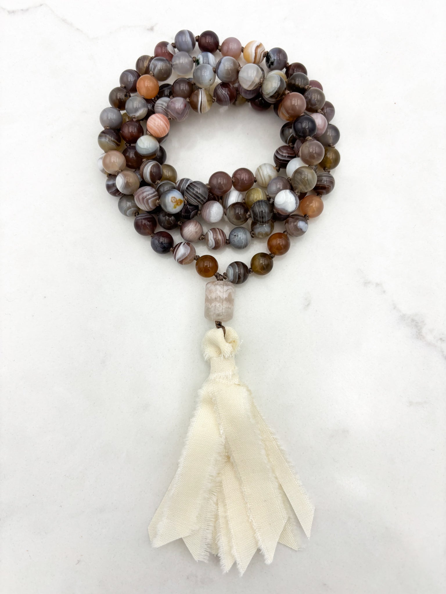 botswana agate gemstone mala | radiant malas | handmade in boulder, colorado